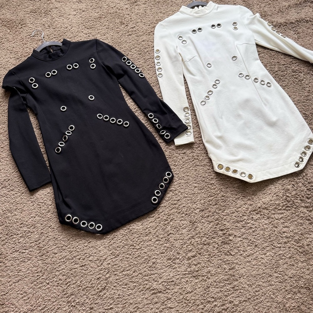Black and White Dresses with Grommet Details